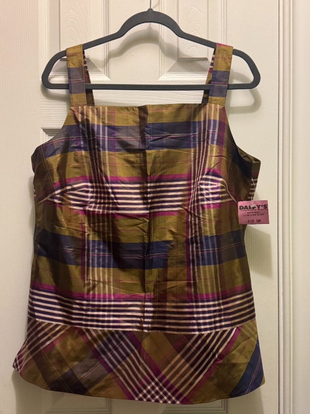 Max Mara / Marina Rinaldi Silk Plaid Top, Size 16W